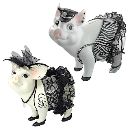 Lace And Lard And Porker On Patrol Pig Statues